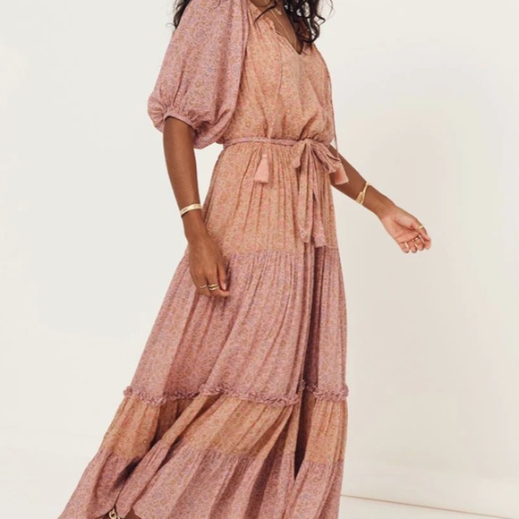 Abito Lungo Maxi Spell & The Gypsy Collective - Taglia L - Lilla Floreale Stile Bohemien